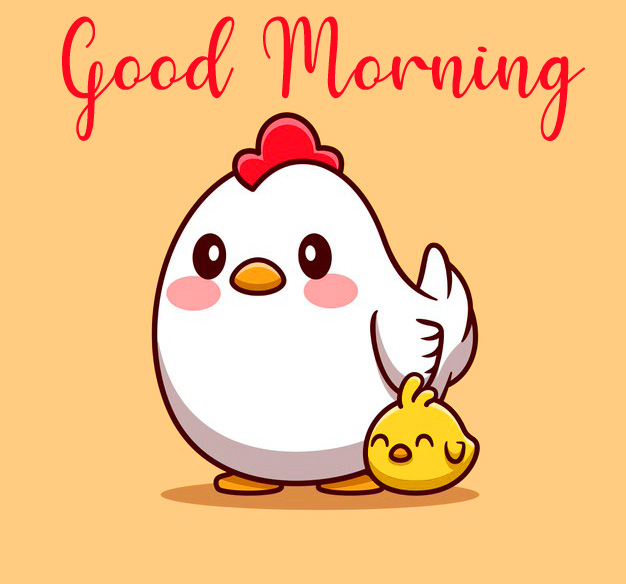 Chick and Hen Cute Good Morning Cartoon Picture