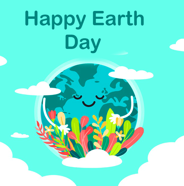 Cute Floral Earth Animated Pic with Happy Earth Day Wish