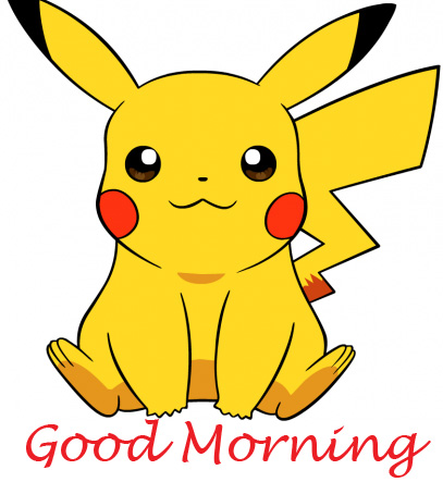 Cute Pikachu Good Morning Cartoon Image