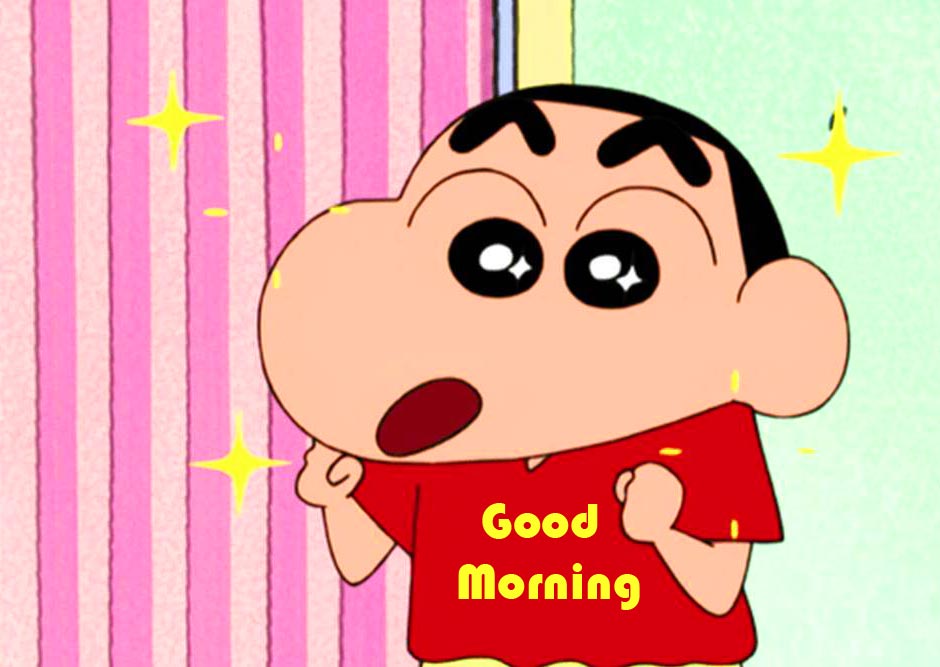 Cute and Sweet Shin Chan Good Morning Cartoon Image