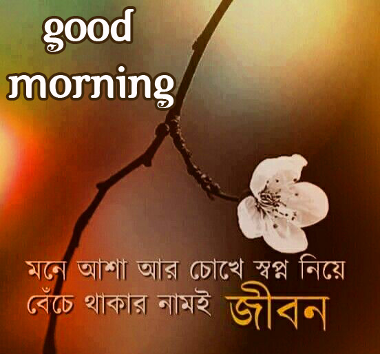 Flower with Bengali Quote and Good Morning Wish