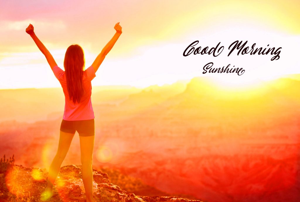 Girl in Sunshine with Good Morning Sunshine Wish