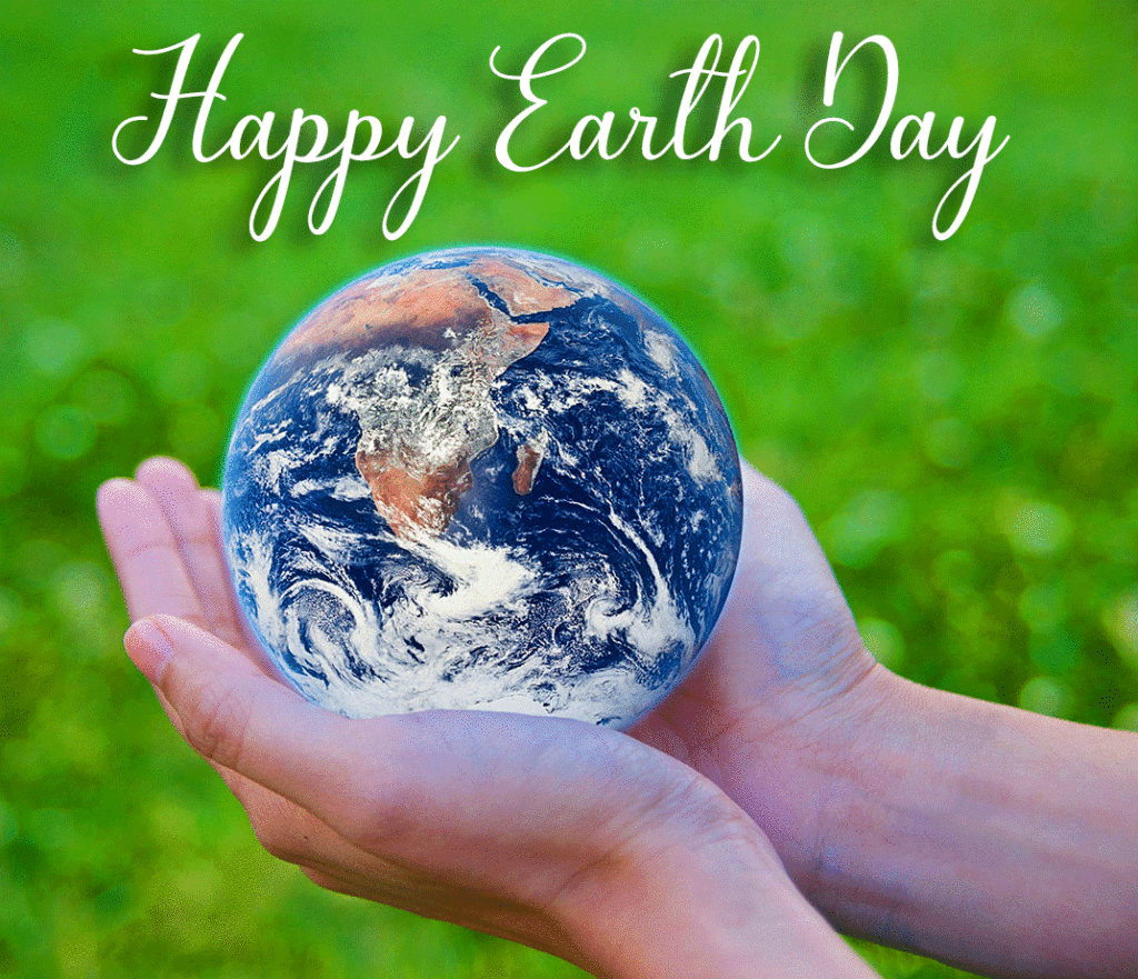 Happy Earth Day with Earth in Hands Image