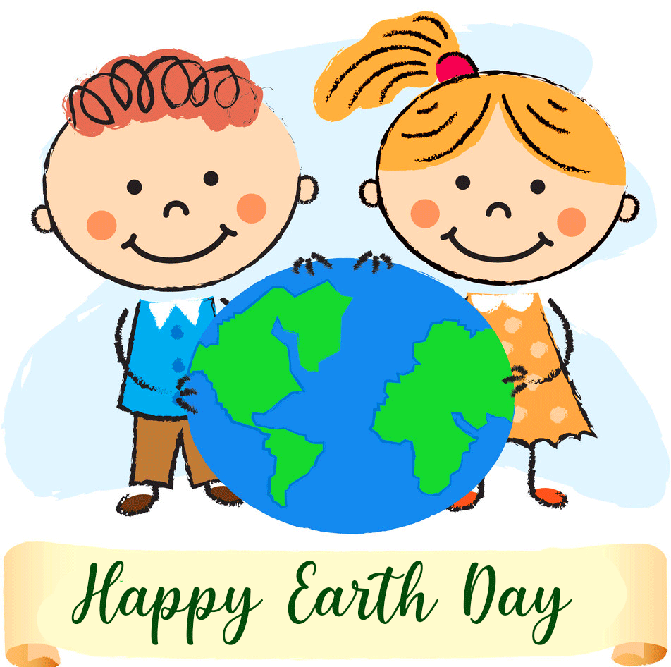 Kids with Earth Animated Image and Happy Earth Day Wish