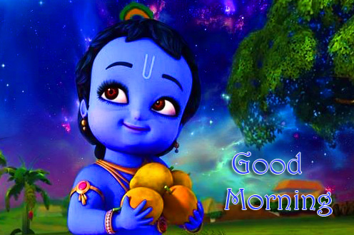 Krishna Cute Cartoon Good Morning Picture