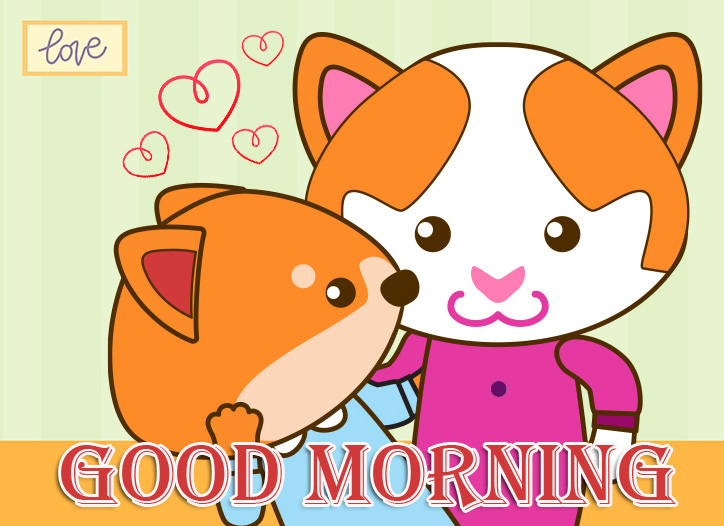 Love Cartoon Couple Good Morning Image