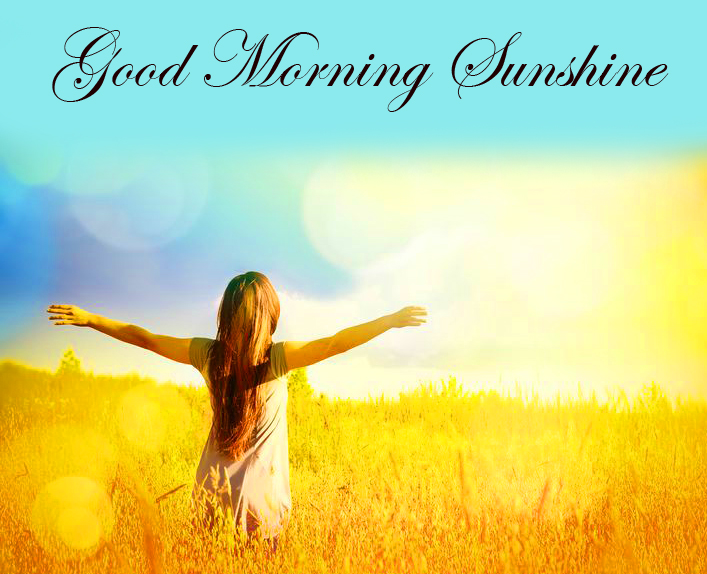 Lovely Girl with Good Morning Sunshine Message