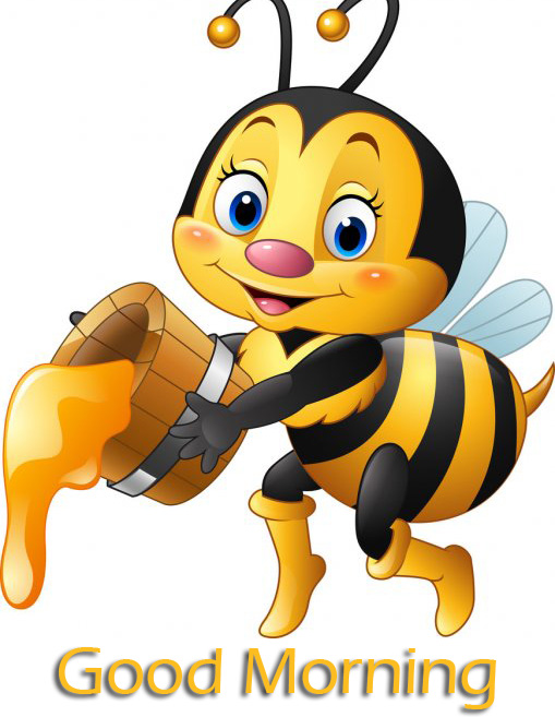 Lovely and Happy Honeybee Cute Good Morning Cartoon Image