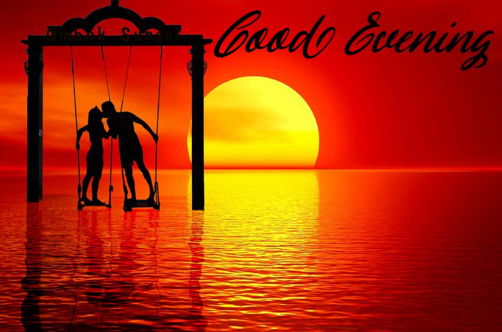 Romantic-Kissing-Couple-Sunset-Good-Evening-Image