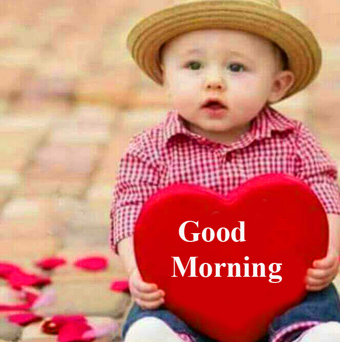 Baby with Heart and Good Morning Wish