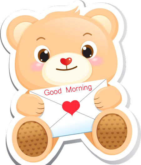 Cartoon Teddy Bear Good Morning Sticker