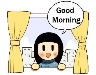 Cute Girl with Good Morning Sticker