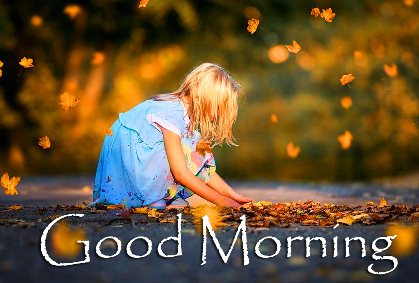 HD Autumn Kid Good Morning Wallpaper