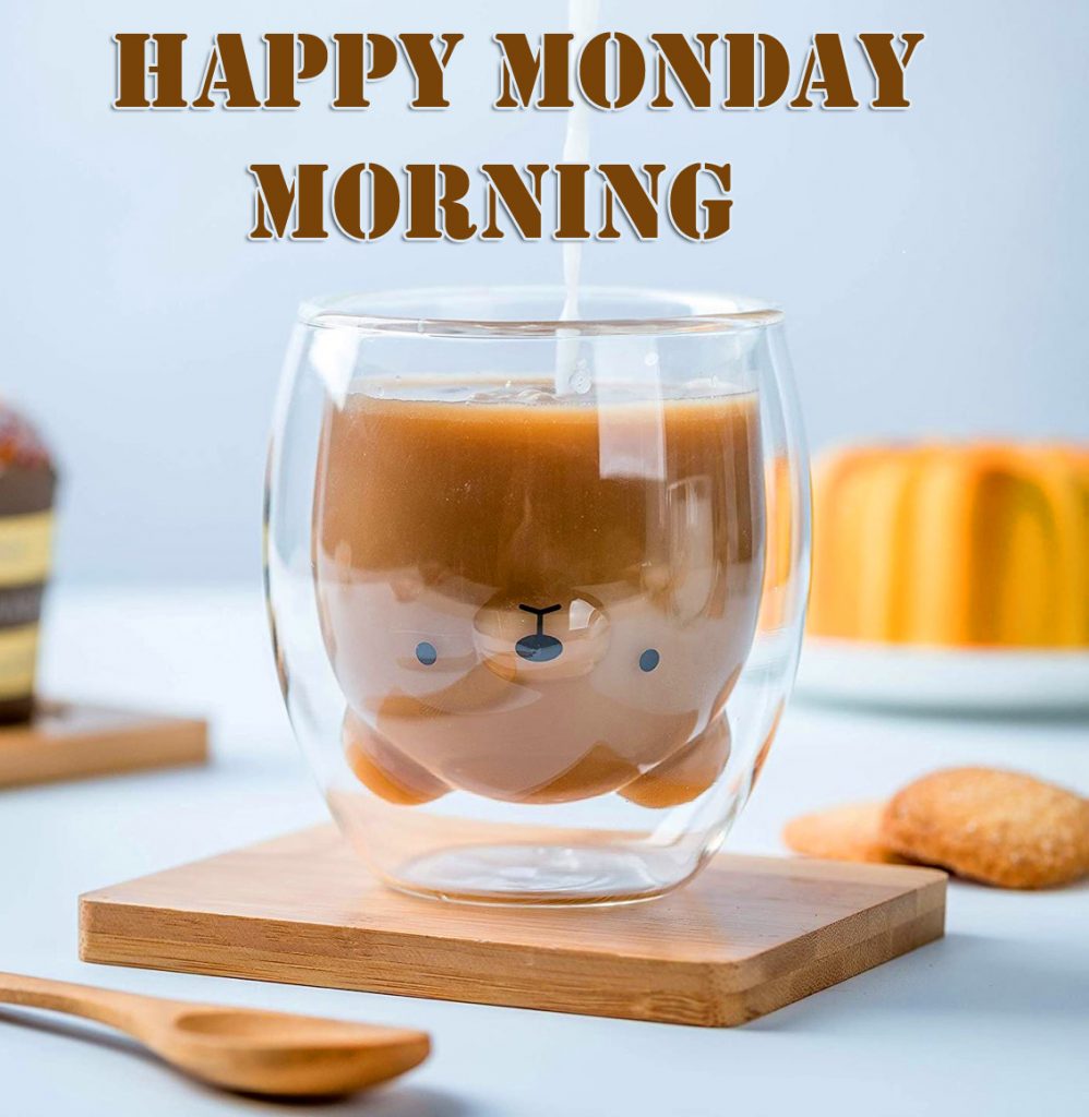 Happy Monday Morning Cute Teddy Bear Hot Chocolate Wallpaper