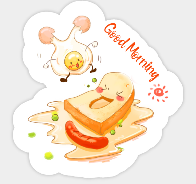 Morning Breakfast with Good Morning Wish Sticker