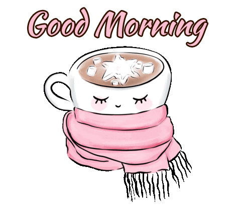 Shy Coffee Cup Good Morning Sticker