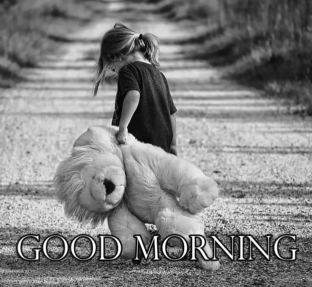 Teddy Bear and Girl Good Morning Picture