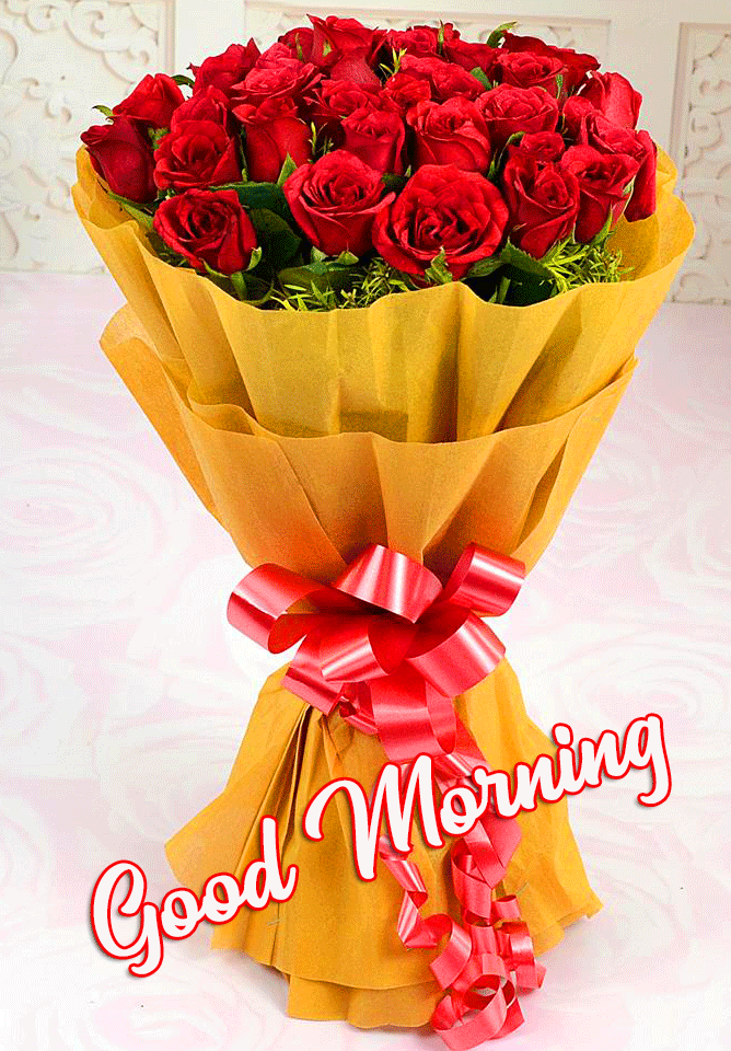 Beautiful Flowers Bouquet with Good Morning Wish