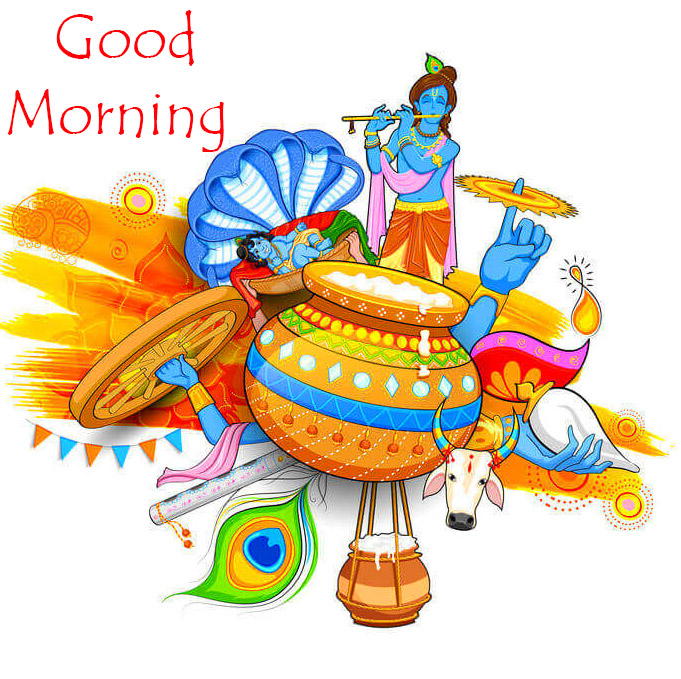 Animated Krishna Good Morning Image