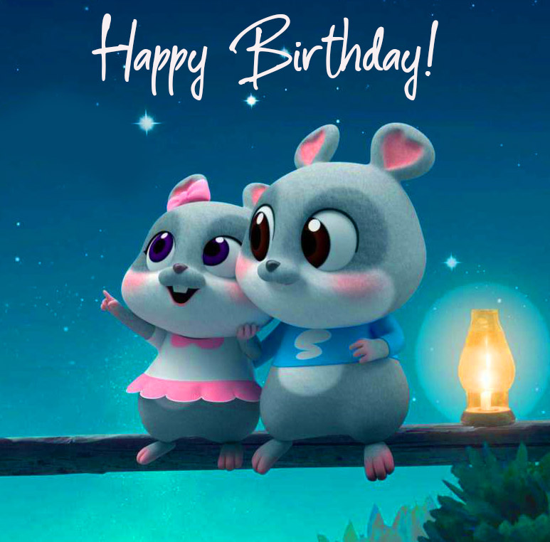 Couple Cartoon Happy Birthday Image HD