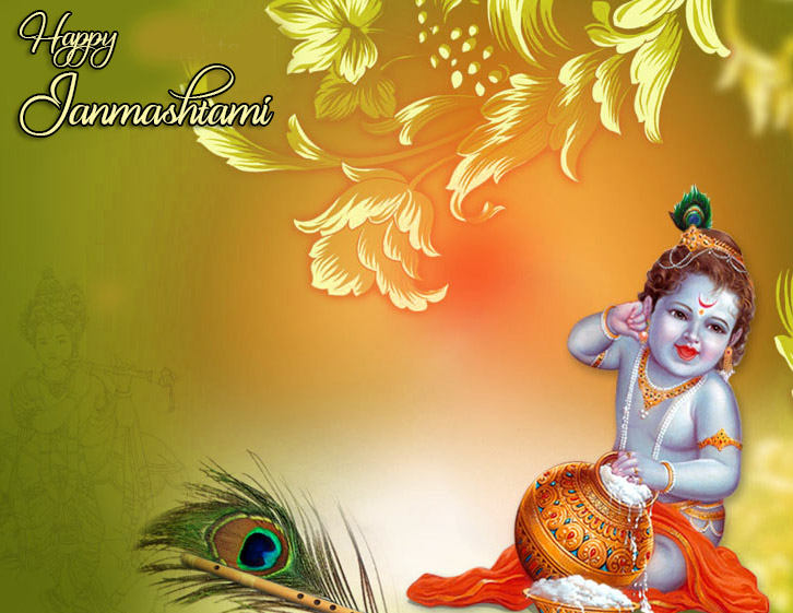 Cute Bal Krishna Happy Janmashtami Wallpaper HD