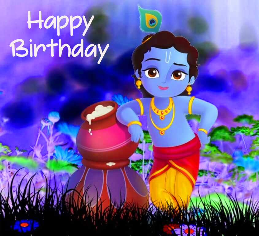 Cute Krishna Happy Birthday Image