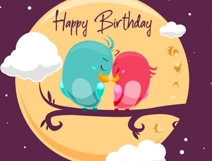 Cute Love Birds Happy Birthday Cartoon Picture