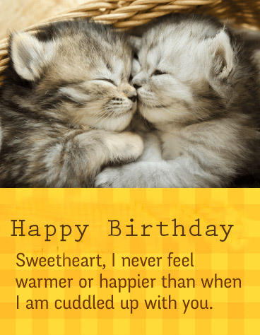 Happy Birthday with Cat Love Message