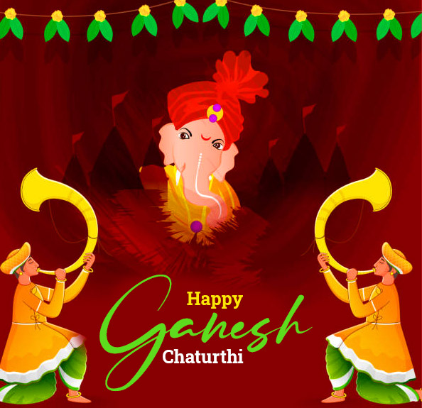 Hindu God Happy Ganesh Chaturthi Animated Image